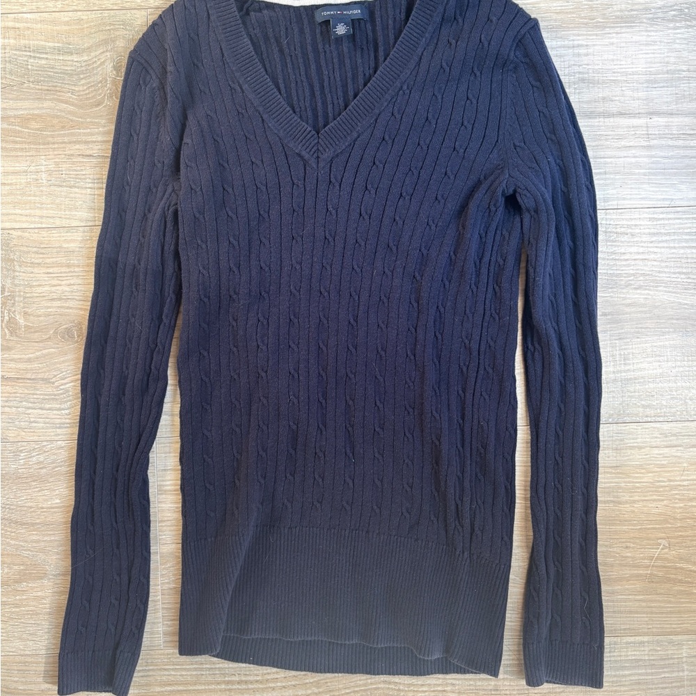Tommy Hilfiger Black V-Neck Sweater